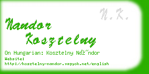 nandor kosztelny business card